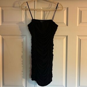 Revamped Elegant Black Ruched Bodycon Sleeveless Mini Dress size XL